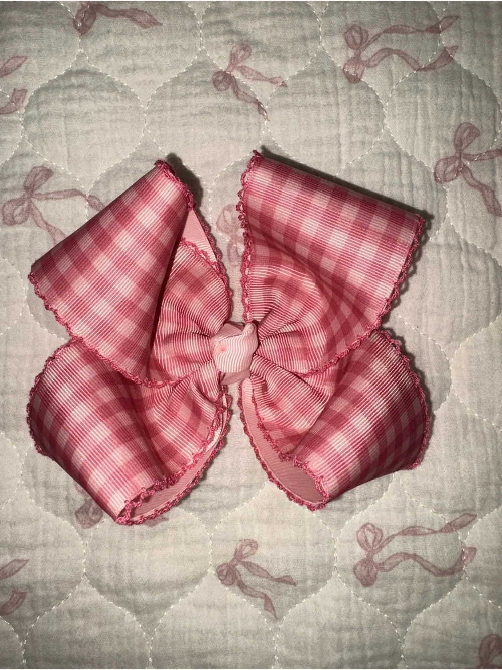 Pink Gingham Hair Bow